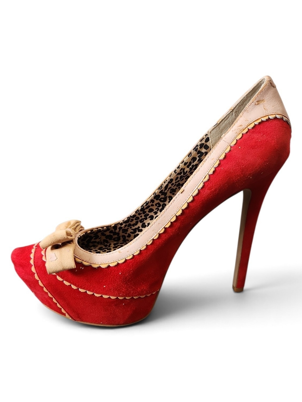 Jessica Simpson Jeorge Platform Heels 9.5 Red Bow Stiletto Rockabilly Pinup Chic